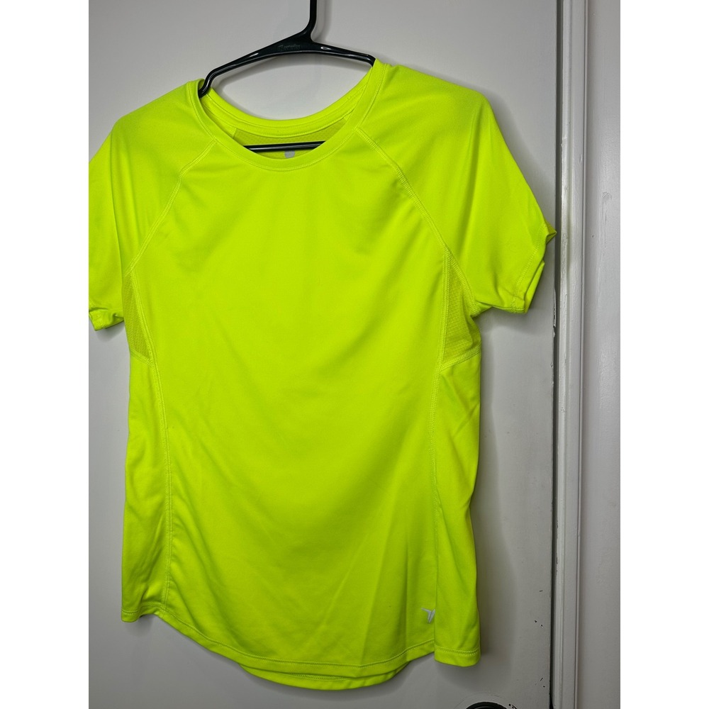 Old Navy Active Women Neon Yellow Mesh Back Performance Running Shirt Small